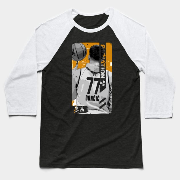 Luka Doncic Fanart Baseball T-Shirt by Playful Creatives